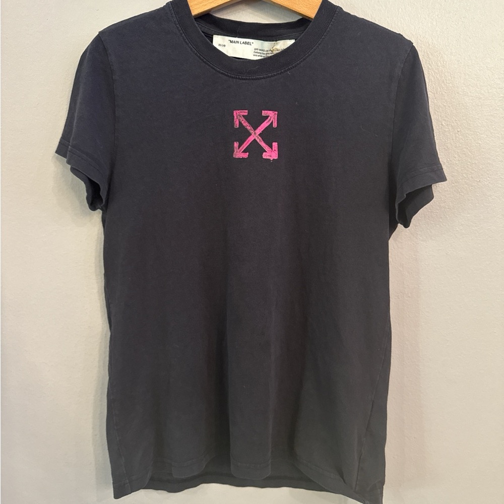 Off-White Baby T-Shirt with Pink Logo